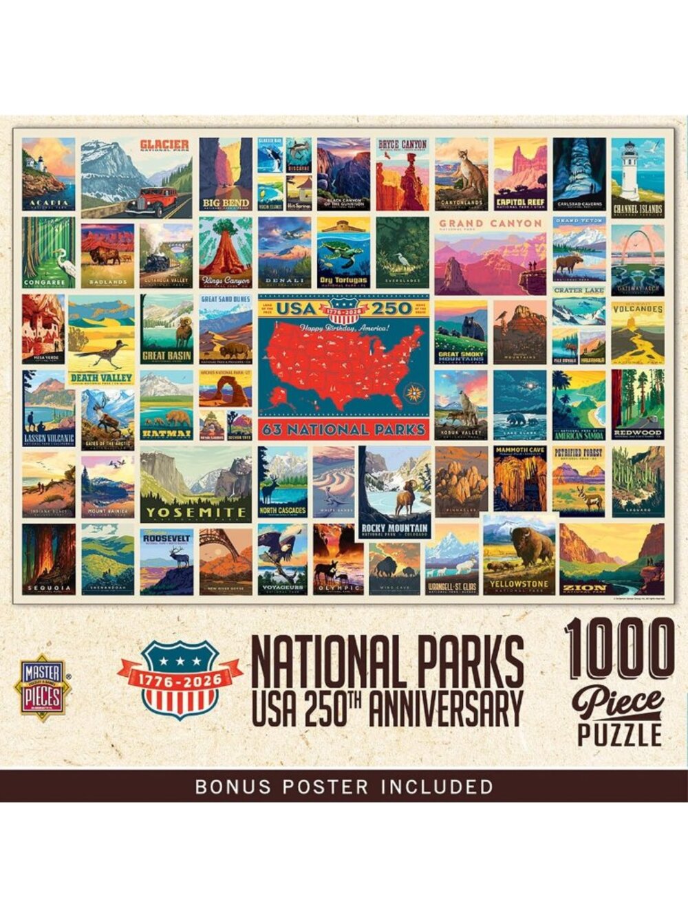 1000 Piece Jigsaw Puzzle - National Parks 250th Anniversary for Family & Adults